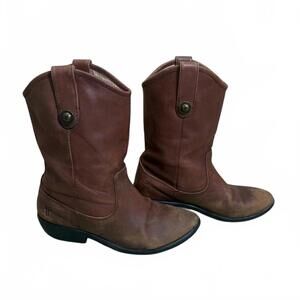 Frye Melissa Button Distressed Worn Leather Boys Size 2.5 Boots